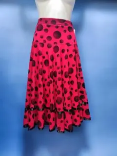 新品　社交ダンス用レッド水玉フレアスカート