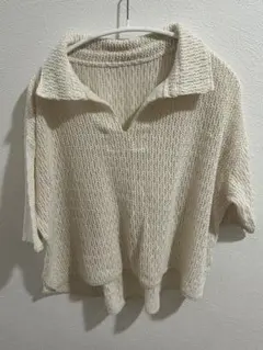 Apart by 半袖 スキッパー ニット ホワイト Fのサムネイル