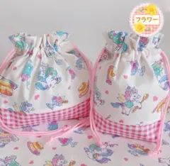 ポップ ユニコーン ピンク （お弁当袋コップ袋ランチョンマット25×35）
