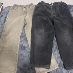 110サイズ 長ズボン カーキ・黒 2色セット