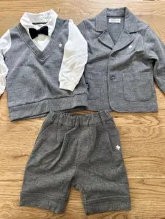 フォーマルセット 90cm グレー系チェック　男の子