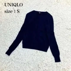 ユニクロ　カシミヤ100％　クルーネック　セーター　ニット　ネイビー　Ｓ