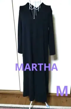 MARTHA ロングワンピース　Vネック　Мサイズ　ネイビー