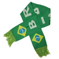 【Used】サッカーマフラー ブラジル代表 ブラジル国旗デザイン緑黄フリンジ付き