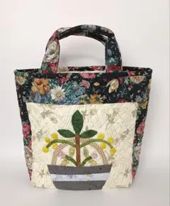 鉢花のトートバッグ・パッチワーク