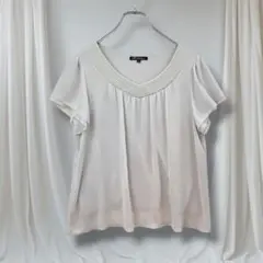 23区 ブラウス 半袖 刺繍ネック ギャザー フレア袖 40 春夏 上品大人