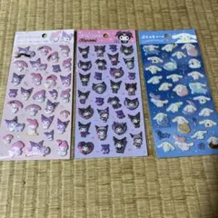マイメロディ　クロミ　シナモロール　ぷくっとシール3枚セット