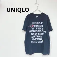 ユニクロ【スヌーピーコラボ】ビッグプリント　半袖Tシャツ　カットソー　黒　S