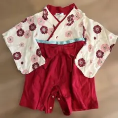 花柄着物スタイルロンパース 70cm