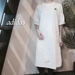 adidas originalsトレフォイルドレス Tシャツワンピ白