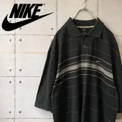 【激レア】 NIKE ナイキ マルチボーダー 刺繍ロゴ ビッグサイズ ポロシャツ