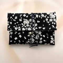 御朱印帳ケース/桜吹雪/黒/大判1冊用/ハンドメイド