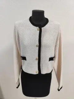 Rose Farm 配色ニットカーディガン 金ボタン 上品 高見え