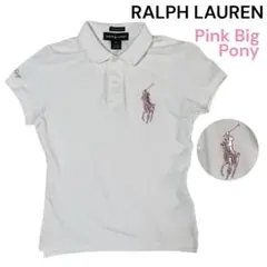 希少 ラルフローレン 半袖ポロシャツ y2k ピンクポニー ビッグポニー刺繍 M