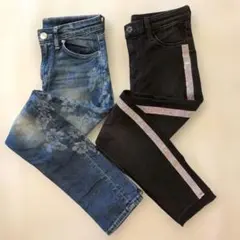 H&M ＆DENIM　デニム ブルー・ブラック スリム146サイズ