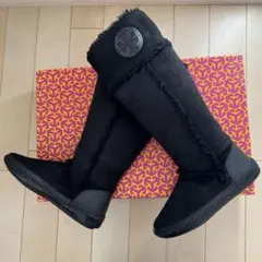 Tory Burch ブラック スエード ムートン ロングブーツ 24cm
