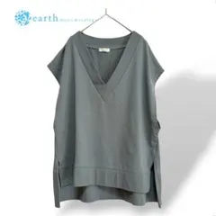 美品✨【アースミュージック】 Vネックスウェットベスト オーバーサイズ 緑