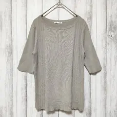 GU ジーユー (M)　リブボートネックセーター 5分袖