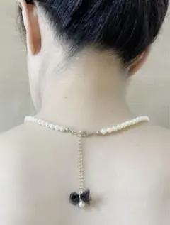 ハンドメイド　クリスタルパールネックレス　42cm