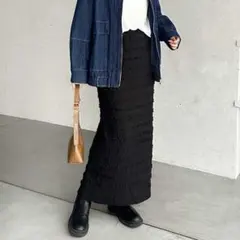 ジャガードレースタイトスカート　ブラック