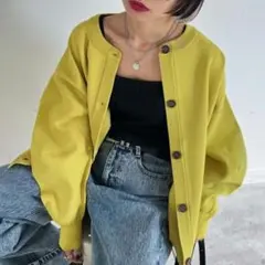 PAGEBOY イエローボタン付きカーディガン FREEサイズ
