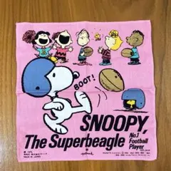 SNOOPY フットボールプレイヤー柄ハンカチ　レトロ　未使用