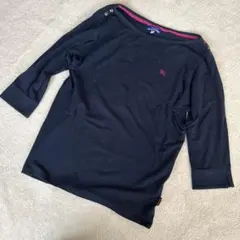 バーバリーブルーレーベル　ネイビー ボタン付き 五分袖 トップス　38