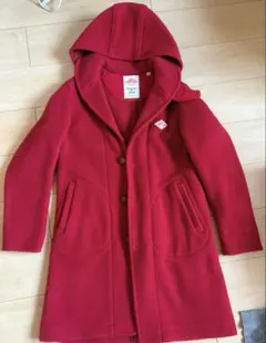DANTON フード付き赤ウールコート 36