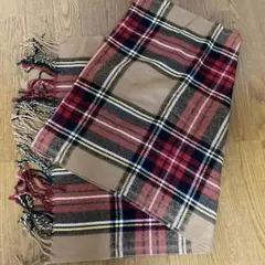 未使用品　大きめの茶系チェック柄アクリルストール