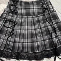 チェック柄ミニスカート リボン付き