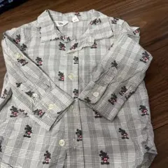 ミッキー刺繍チェックシャツ