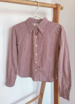 アニエスベー Agnes b.ギンガムチェックシャツ レッド