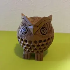 フクロウの置物 木彫り インテリア