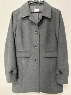 ELLE グレー ピーコート ウール混合