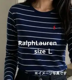 Ralph Lauren 長袖シャツボーダー　ラルフローレン　サイズＬ ネイビーのサムネイル