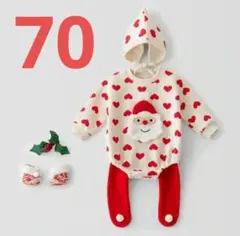 韓国子供服 サンタさん ロンパース & ボンネット クリスマス ベビー 70