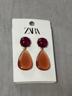 ZARA 紫オレンジ ドロップ型ピアス