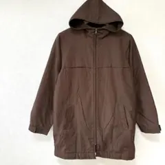 裏ボアフード付きジップアップナイロンジャケット　Mサイズ　茶色ブラウン　シンプル