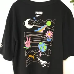 puma プーマ　メンズ　tシャツ 　ブラック　XS　プリント　古着