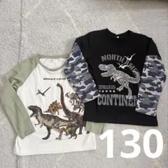 西松屋 恐竜 長袖カットソー 2枚セット 130