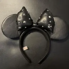 スタッズ付きブラックミッキー耳カチューシャ