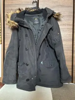 ALPHA INDUSTRIES ブラック ミリタリージャケット X-LARGE