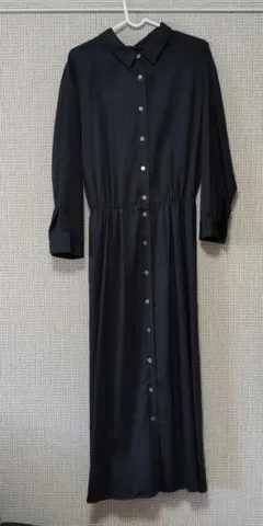 ナノユニバース　ロングシャツワンピース　紺ネイビー