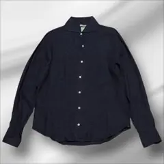 Finamore SERGIO カッタウェイシャツ リネン ネイビー 42
