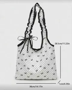 shein トートバッグ リボン ドット柄 完売