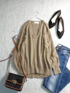 LAVANDA フォックス アンゴラ ネックレースヘアリーニットプルオーバー F