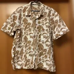 ブラウン葉柄 アロハシャツ 半袖