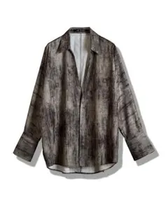 no id.blackアンイーブンプリントV/NドルマンスリーブSH