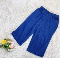 デニム ジーンズ Gパン 七分丈 ストレッチ スリット 薄手 ワイド 夏 春