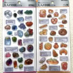 【正規品】大人の図鑑シール3D　鉱物編2　パン編　2点セット　シール